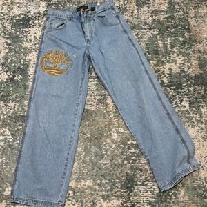 Vintage 90s Timberland Wide Leg Baggy Embroidered Jeans 30X30